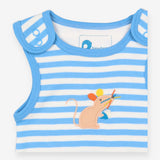Jersey Dungaree Blue Striped Mouse Romper