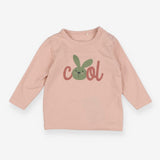 Pink T Shirt Long Sleeves Cool Slogan Green Bunny