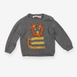 Sweater grey Lion 3D orange mane