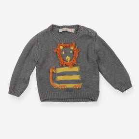 Sweater grey Lion 3D orange mane