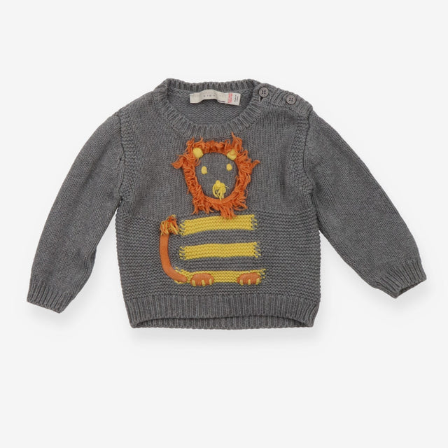 Sweater grey Lion 3D orange mane