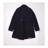Double Breasted Pea Coat Black Wool Blend