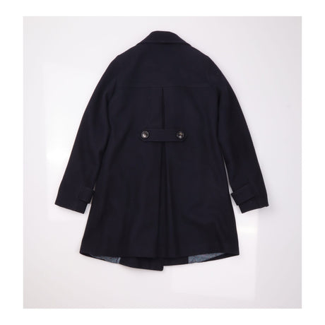 Double Breasted Pea Coat Black Wool Blend
