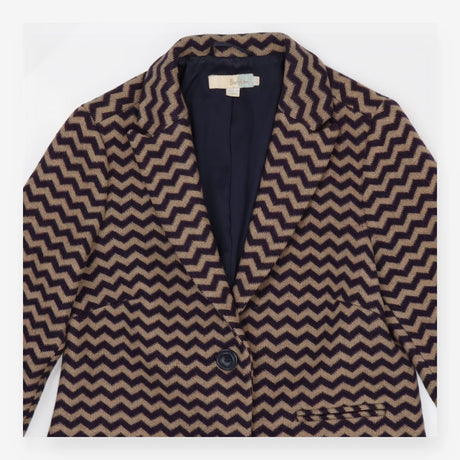 Amelia Chevron Wool Coat Purple Taupe
