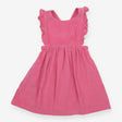 Pinafore cord pink frill shoulder