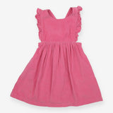 Pinafore cord pink frill shoulder