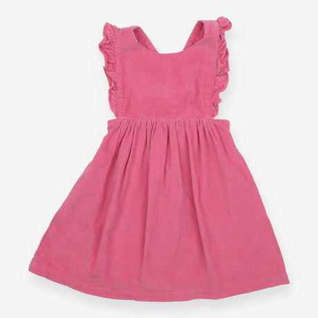 Pinafore cord pink frill shoulder