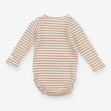 Bodysuit Brown & Cream Stripe with White Pocket