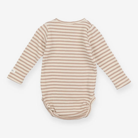 Bodysuit Brown & Cream Stripe with White Pocket