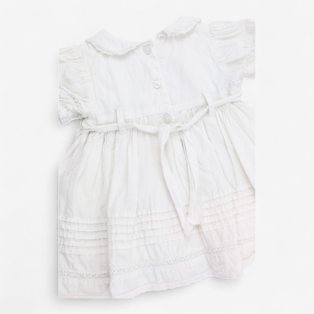 White Woven Smock Occasion Dress