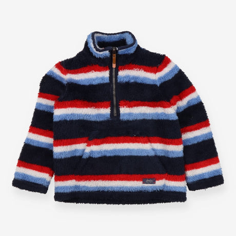 1/4 zip furry red white blue sweater
