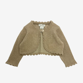 Gold cropped cardi with frill edge