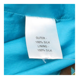 Turquoise Blue Brown 100% Silk Animal Print Ruched