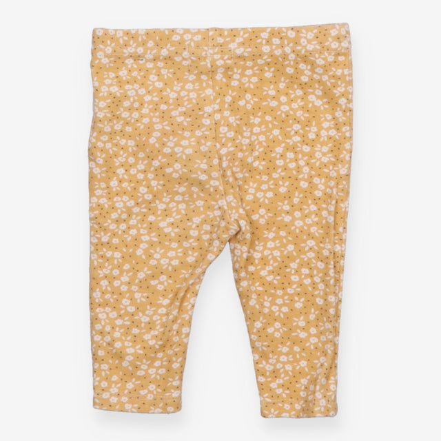 Leggings yellow white flower 3 buttons