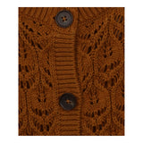 Short Sleeve Crochet Pointelle Cardigan Brown Cott