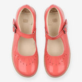 Coral pink leather shoes