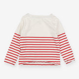 T-shirt Long Sleeve Red Stripe Snowman with Crown
