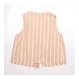 Waistcoat Top Beige White Striped Tie Front Organi