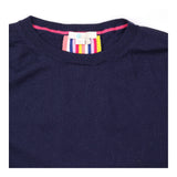Knit Jumper Crew Neck Navy Blue Rainbow Stripe
