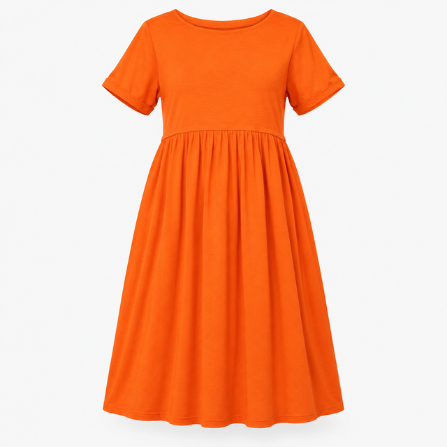Jersey Smock Dress Short Sleeve Scoop Neck Tangeri