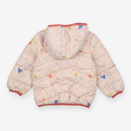 Puffer coat pink with hearts