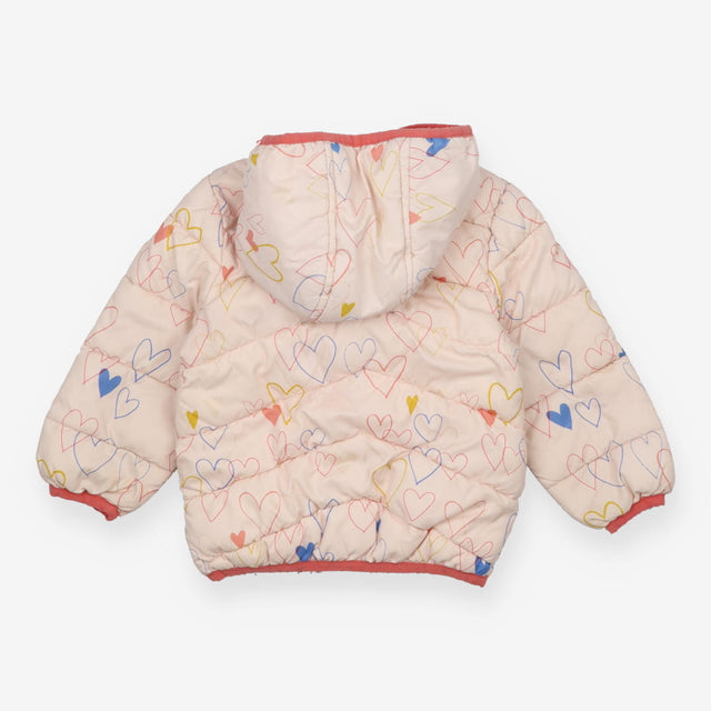 Puffer coat pink with hearts