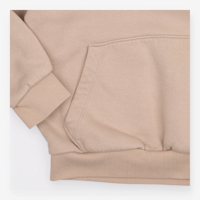 Hoodie Beige Front Pocket Plain
