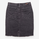  Washed Black Raw Fray Hem Stretch Denim Skirt