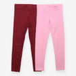 Leggings maroon & pink ribbed 2pk