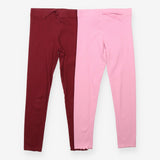 Leggings maroon & pink ribbed 2pk