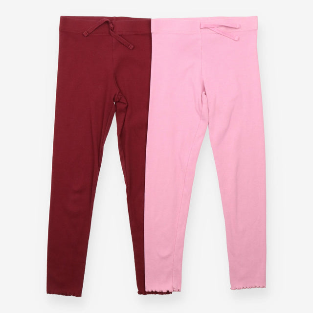 Leggings maroon & pink ribbed 2pk