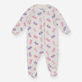 Sleepsuit Popper Pink and Purple Bunnies