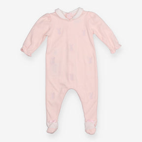 Sleepsuit collared pink bunny