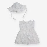 Dress blue flora and hat set