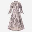 Grey Ivory Snake Print Tie Cuff Midi Shirt Dress