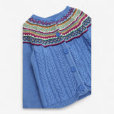Knit Cardigan Blue with colourful fairisle