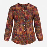 Vintage Multicolour Paisley Silk Blend Button Fron
