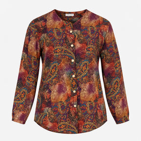 Vintage Multicolour Paisley Silk Blend Button Fron