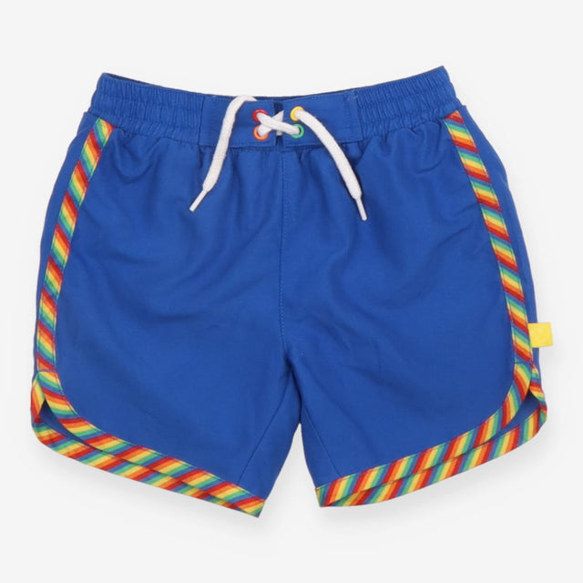 Swimming Short Blue with Rainbow Side Stripe 