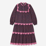 Loan Dress – Navy Textured Scallop Trim