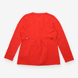 Cardigan Red Cashmere Button Up Peplum