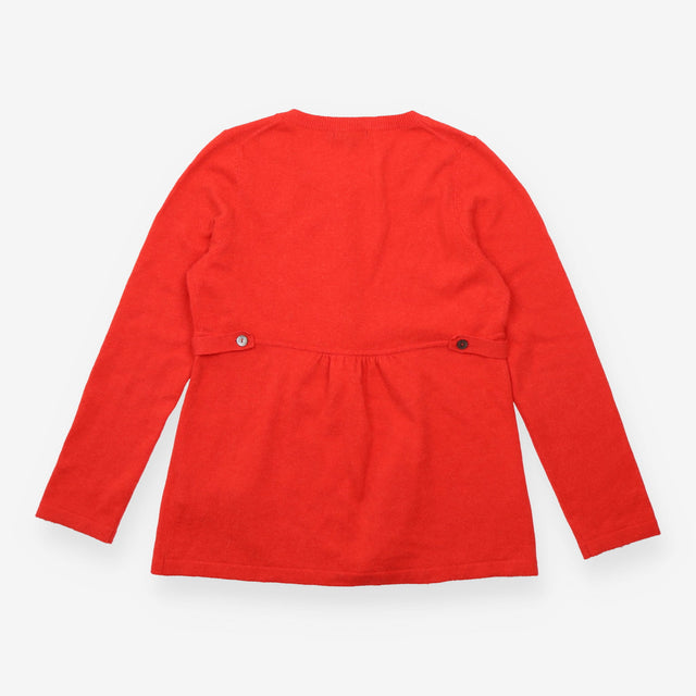 Cardigan Red Cashmere Button Up Peplum