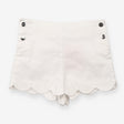 White Cord Shorts Scallop Edges