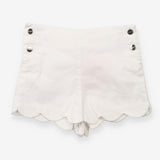 White Cord Shorts Scallop Edges