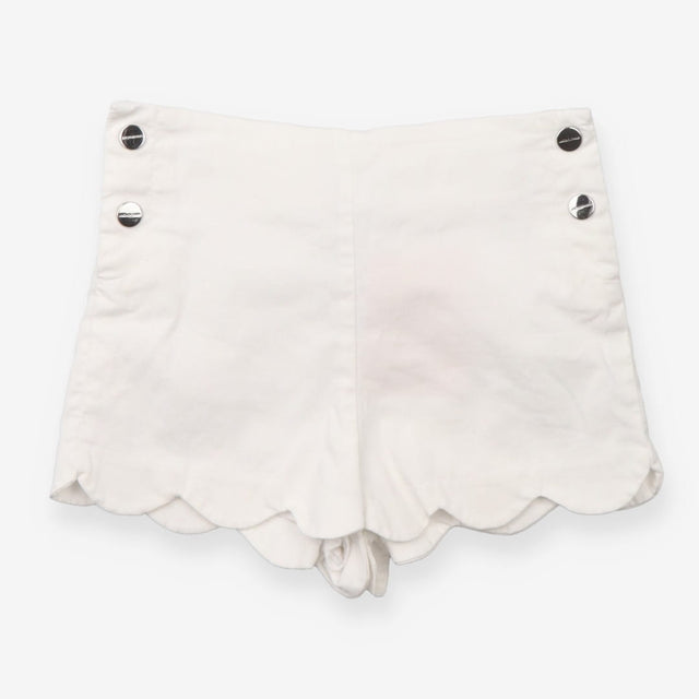 White Cord Shorts Scallop Edges