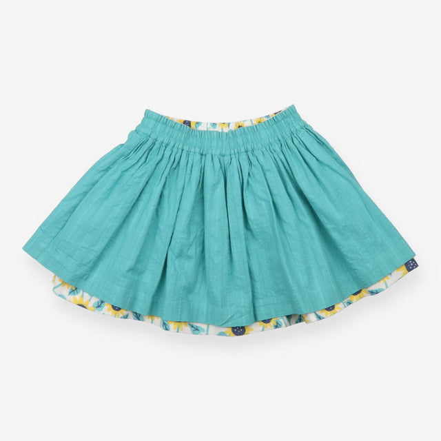 Reversible Woven Skirt white with Sunflowers