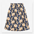 Skirt Navy Cream Floral Print Elastic Waist
