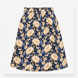 Skirt Navy Cream Floral Print Elastic Waist