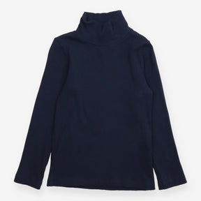 Navy Ribbed Roll Neck Long Sleeve