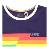 T-Shirt Navy Blue Rainbow Stripe Crew Neck